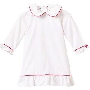 Petite Plume White Sophia Gown with Red Piping Christmas Pajama